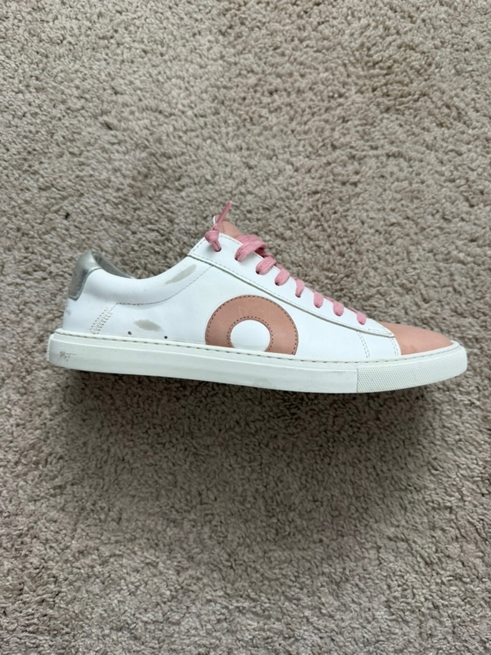Oliver Cabell Low Top Distressed Shoes White Dusty Rose Women's Size 8 EU 38